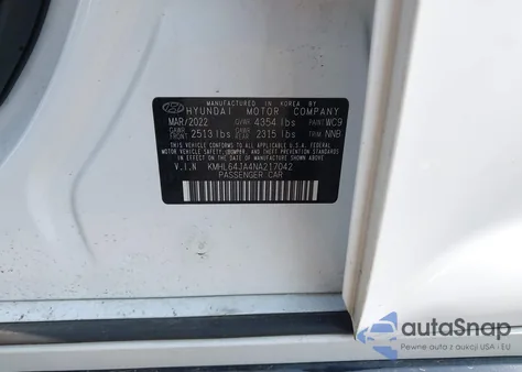 2022 Hyundai Sonata Sel z USA, uszkodzony, nr VIN KMHL64JA4NA217042